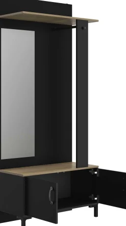 Flurmöbel Store mit Stange, Schrank und Spiegel - schwarz