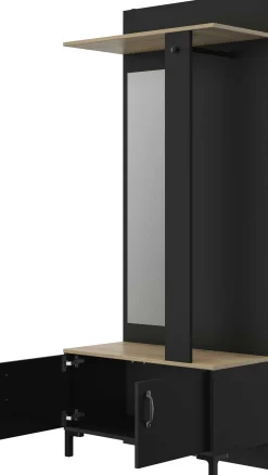 Flurmöbel Store mit Stange, Schrank und Spiegel - schwarz