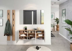 Flurschrank Lydia - 138x25x52cm - 3 Türen - Kaschmir/Eiche Dekor