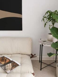 Emob Fold Kadife 2-Sitzer-Schlafsofa | Teddystoff | Creme