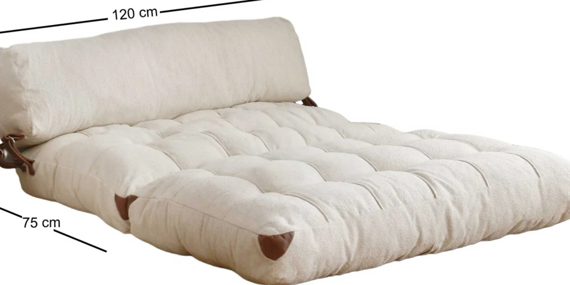 Emob Fold Kadife 2-Sitzer-Schlafsofa | Teddystoff | Creme