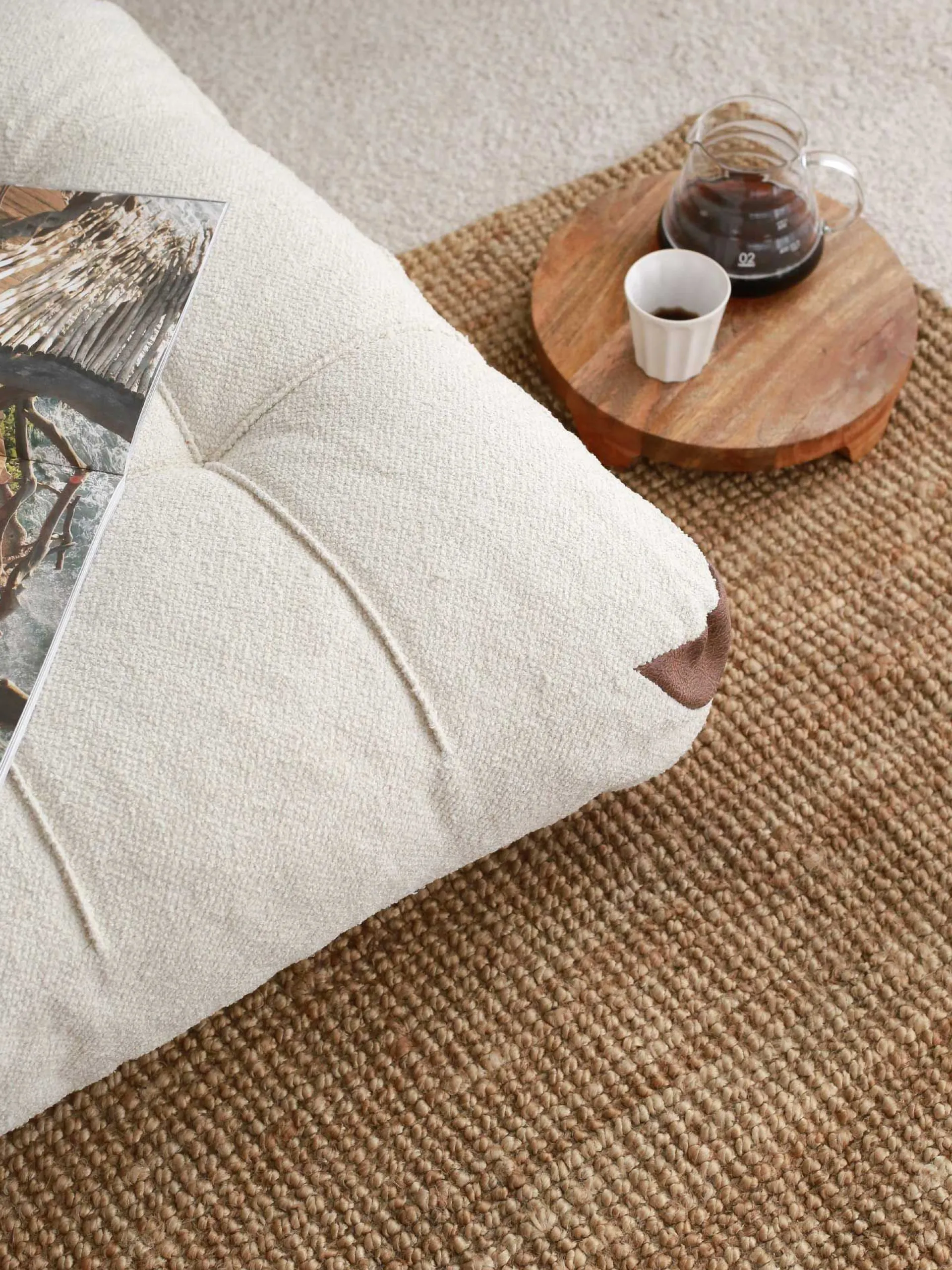 Emob Fold Kadife 2-Sitzer-Schlafsofa | Teddystoff | Creme