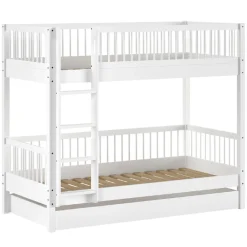 Forrest Etagenbett 90x200cm mit Rollbett - Buche massiv - weiß