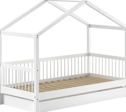 Forrest Hausbett 90x200cm mit Rollbett - Massivholz Buche - weiß