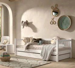 Forrest Kabinenbett 90 x 200 cm mit Rollbett - Buche - weiß