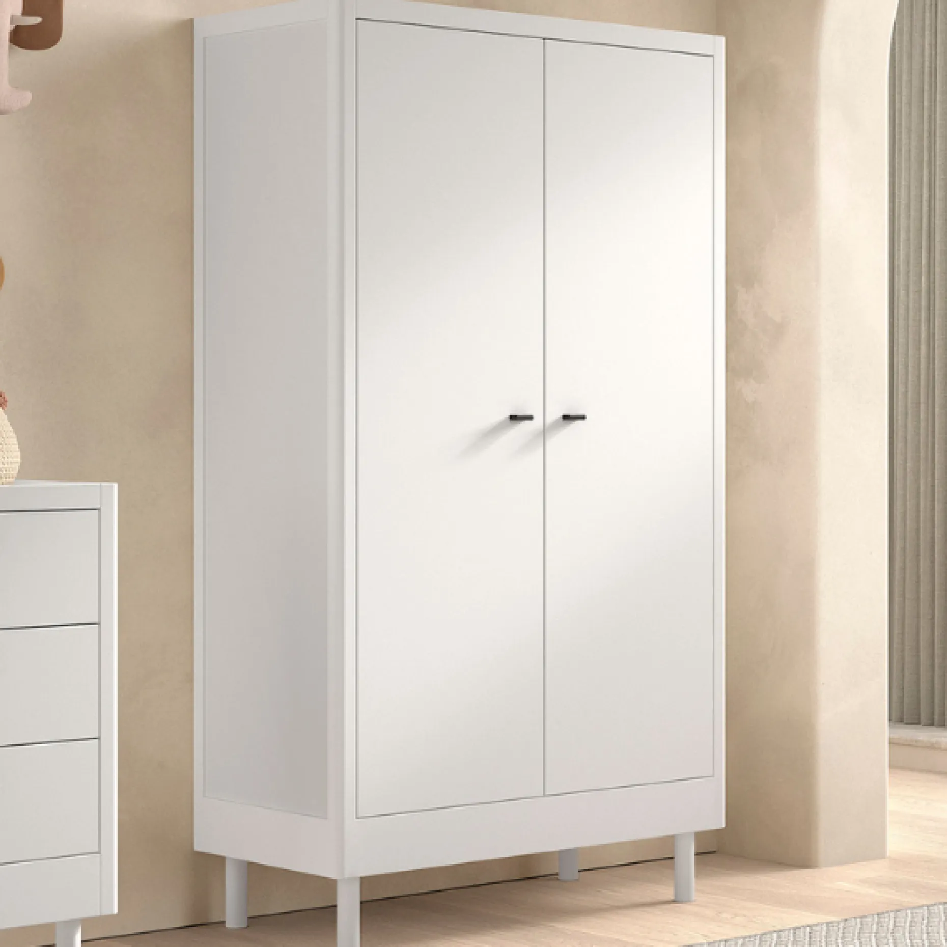 Forrest Kleiderschrank - 2 Türen - Massivholz Buche - weiß