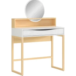 Kinder Emob Frisiertisch Vayen 85cm, 1 Schublade - Eiche hell Dekor/weiß