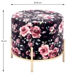 Haku Fußhocker | Ø48 cm x 40 cm | Motiv Rose