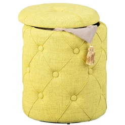Interlink Fußhocker mit Deckel Yapak gepolstert - gelb-grün