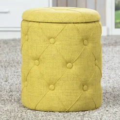 Interlink Fußhocker mit Deckel Yapak gepolstert - gelb-grün