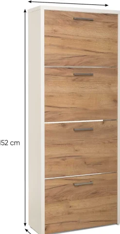 Fulda Schuhschrank 4 Schubladen - weiß/Eiche
