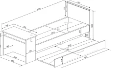 Funktionsbett Bzone 90x200 cm mit Bettschubkasten, Schreibtisch und LED-Beleuchtung - anthrazit