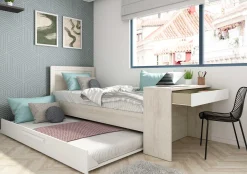 Funktionsbett Shipley 90x200 mit Schreibtisch und Bettschubkasten - weiß
