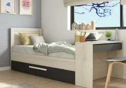 Funktionsbett Shipley 90x200 mit Schreibtisch und Bettschubkasten - weiß