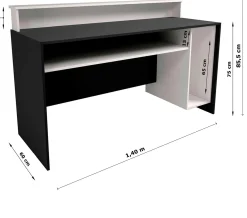 Kinder Emob Gaming-Schreibtisch Beri 140 cm - weiß/schwarz