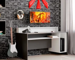 Kinder Emob Gaming-Schreibtisch Beri 140 cm - weiß/schwarz