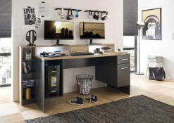 Kinder Emob Gaming-Schreibtisch Tudi inkl. Lampe - grau/holz