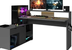Parisot Gaming-Schreibtisch Vortex - 229x60x95cm - mit LED-Beleuchtung - dunkel