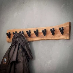 Garderobe Avery 8 haken industrial - akazienholz