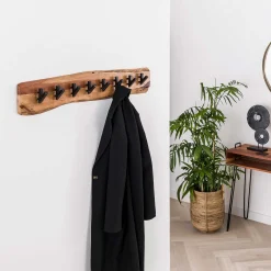 Garderobe Avery 8 haken industrial - akazienholz