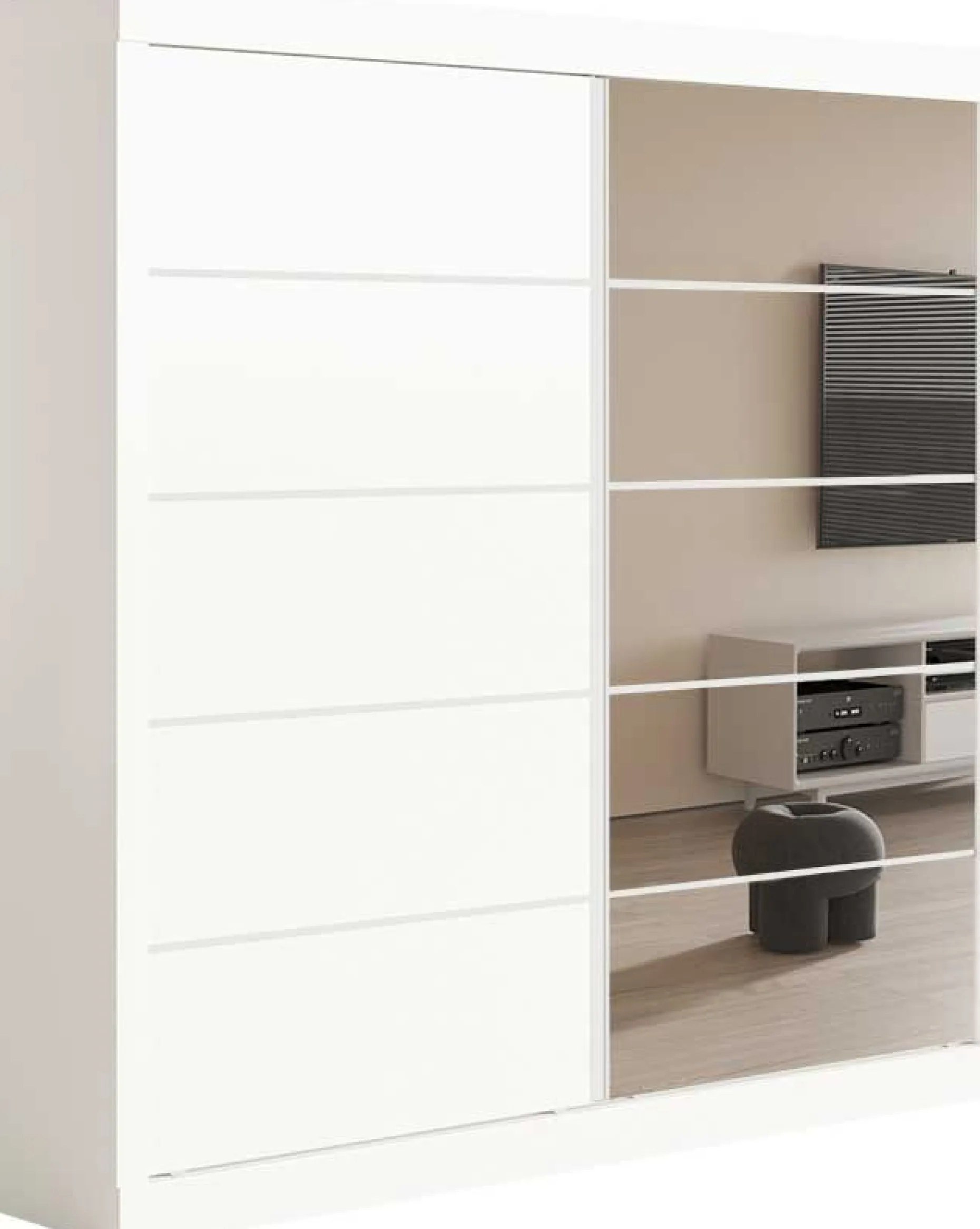 Garderobe Mike | 183 x 53 x 198 cm | Mit Spiegel | Weiß