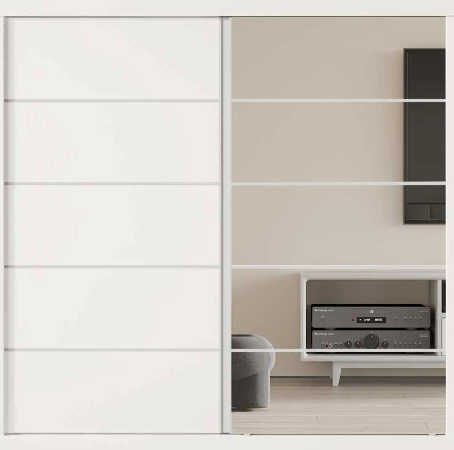 Garderobe Mike | 183 x 53 x 198 cm | Mit Spiegel | Weiß