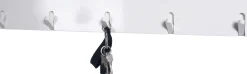 Garderobe mit Massivholzhaken | Weiß Hochglanz