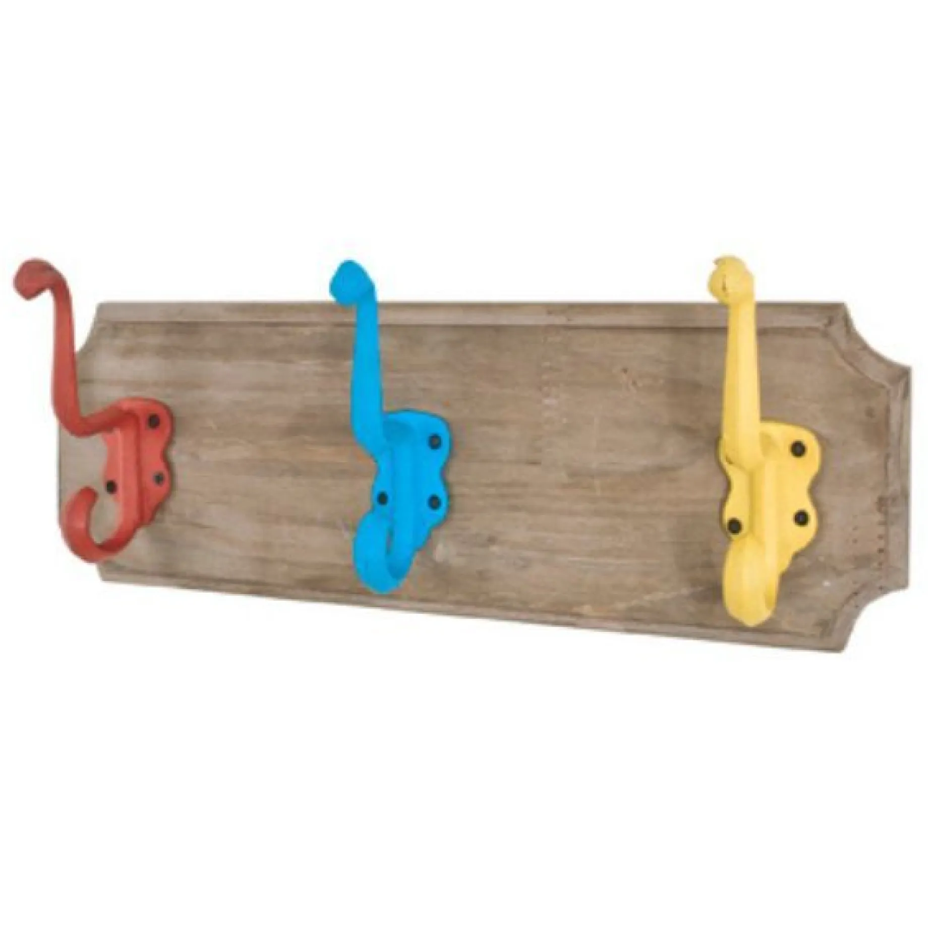 Garderobenpaneel mit 3 bunten Haken | Massivholz