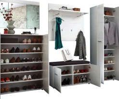 Germania Garderobenset Allan | Schuhschrank, Dielenbank, Wandspiegel, Wandpaneel, Garderobe |