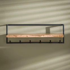 Garderobenständer Edge 6 Haken mit Hutablage - Akazie
