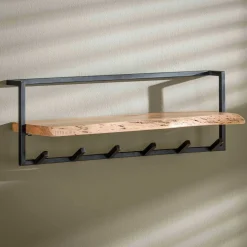 Garderobenständer Edge 6 Haken mit Hutablage - Akazie