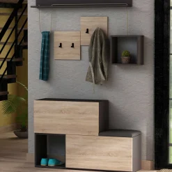Garderobenständer Holdon - 100% MELAMINE - Anthrazit - 120 x 78 x 40 cm