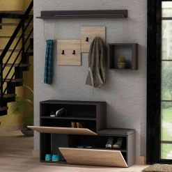 Garderobenständer Holdon - 100% MELAMINE - Anthrazit - 120 x 78 x 40 cm