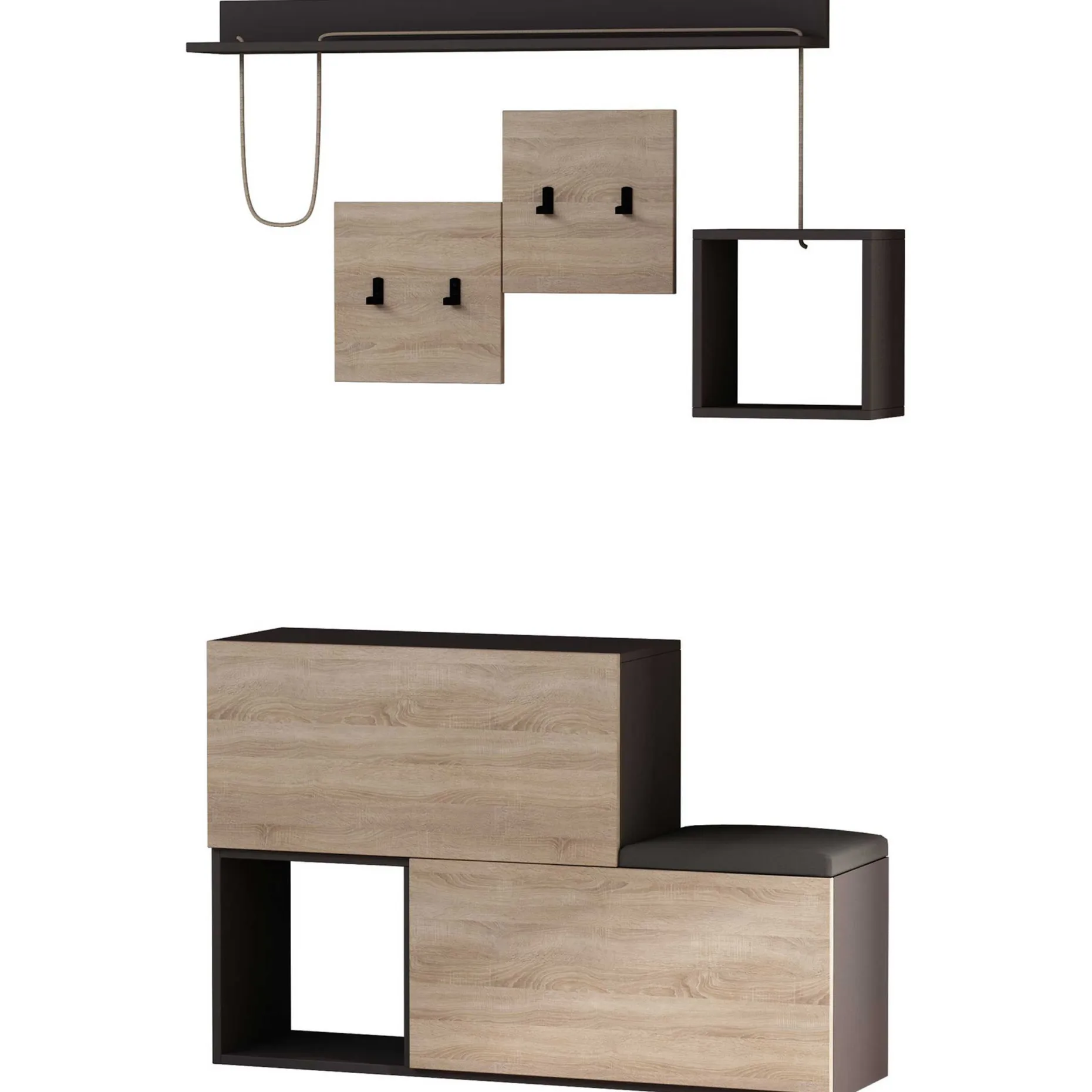 Garderobenständer Holdon - 100% MELAMINE - Anthrazit - 120 x 78 x 40 cm