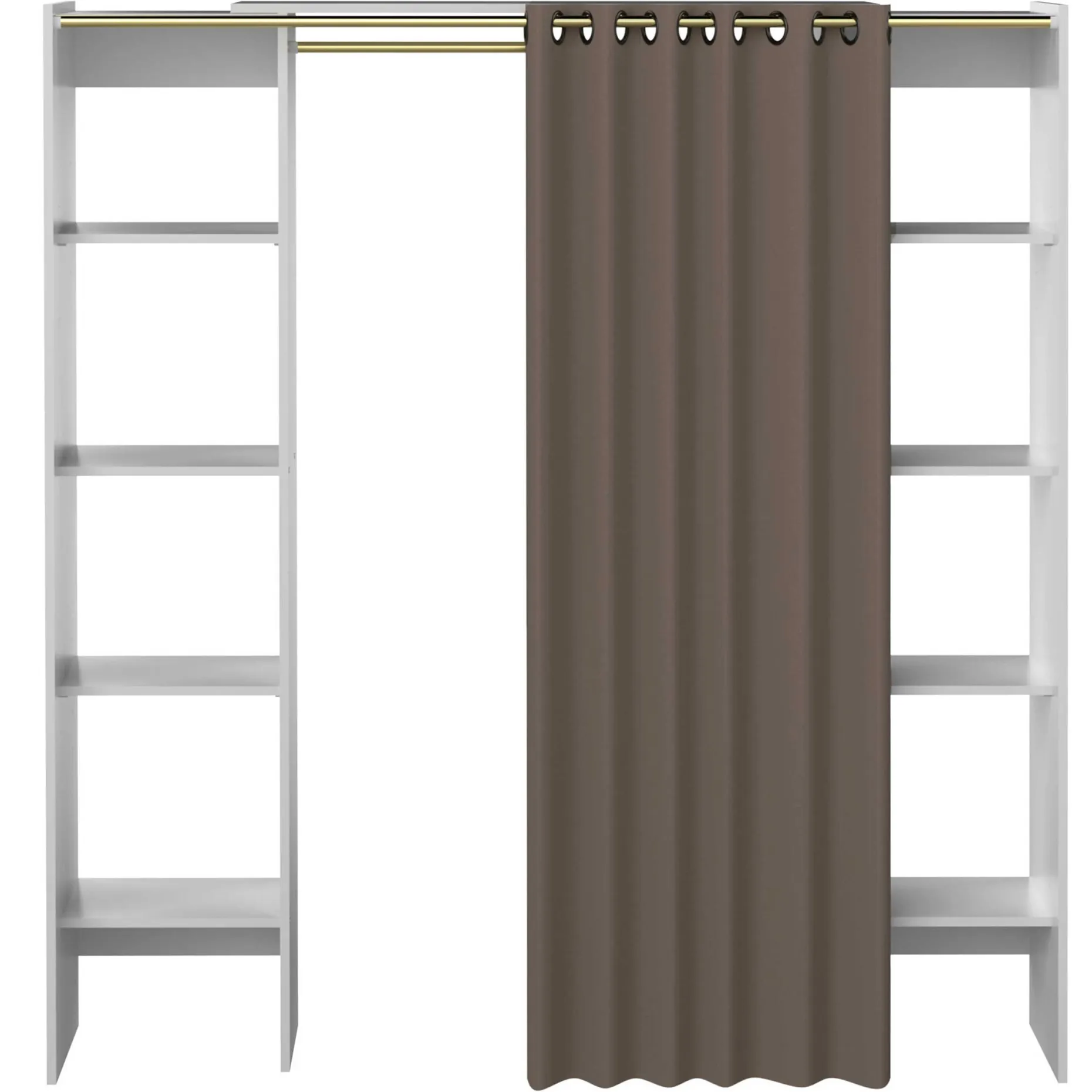 Garderobe Spike 112/185cm mit Vorhang - weiß/taupe