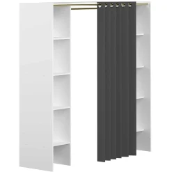 Garderobe Spike 112/185cm mit Vorhang - weiß/grau