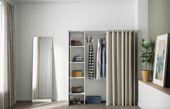 Garderobe Spike 123/160cm mit Vorhang - Eiche/Ecru