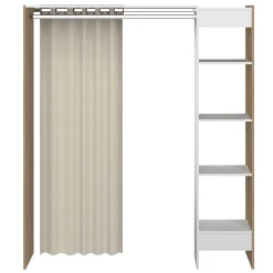 Garderobe Spike 123/160cm mit Vorhang - Eiche/Ecru
