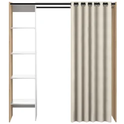 Garderobe Spike 123/160cm mit Vorhang - Eiche/Ecru