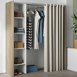 Garderobe Spike 123/160cm mit Vorhang - Eiche/Ecru