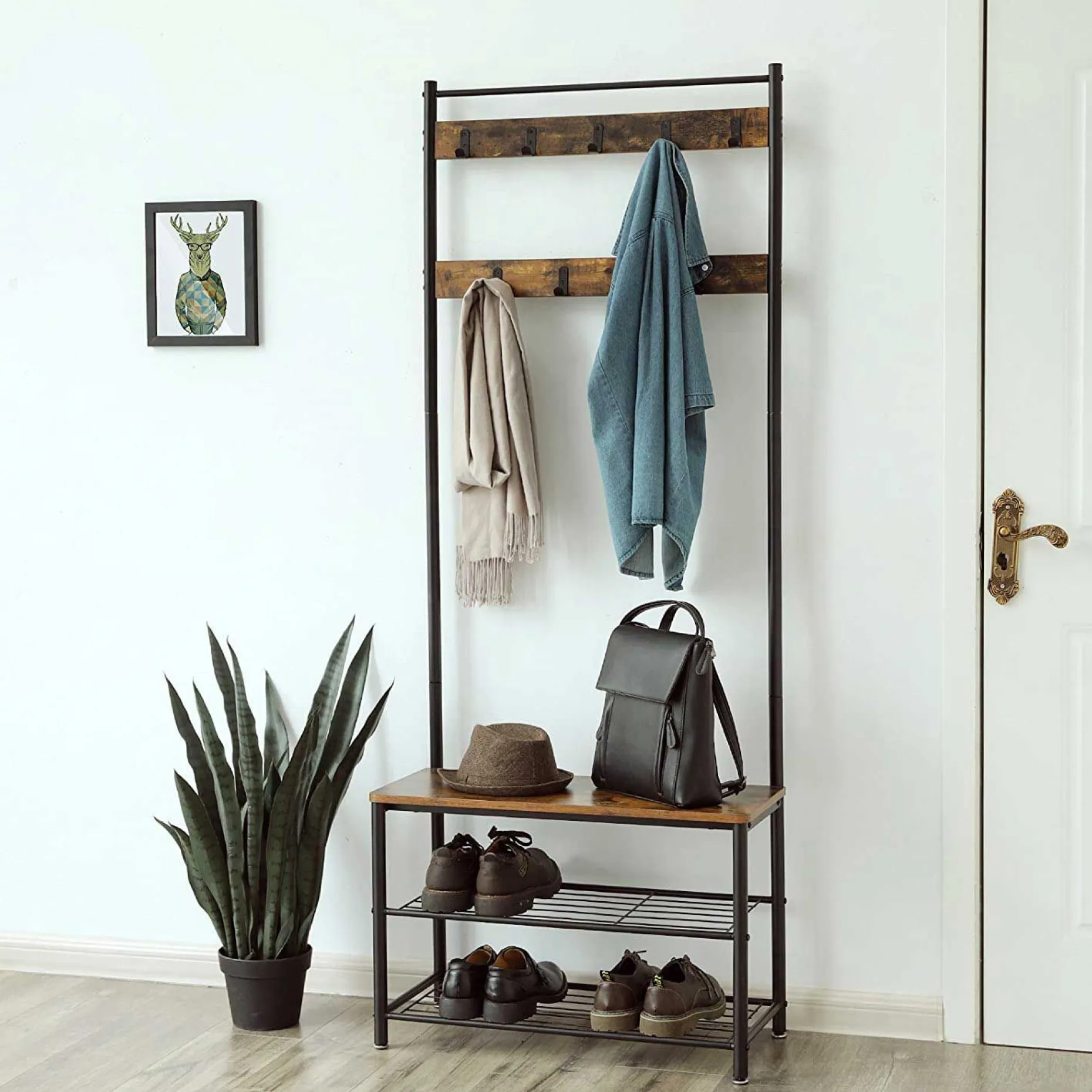Garderobe Taio industrial - braun/schwarz