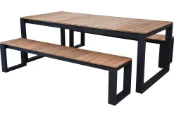 Gescova Gartenbank Matisse 195cm - Aluminium & Teak - Schwarz/Braun