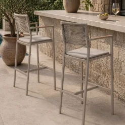 Gescova Garten-Barhocker Arriba - Aluminium & Teak - 55x61x108cm