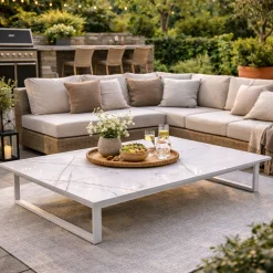 Gescova Garten-Couchtisch Raphael - Aluminium - 140x90x25 cm - Hell