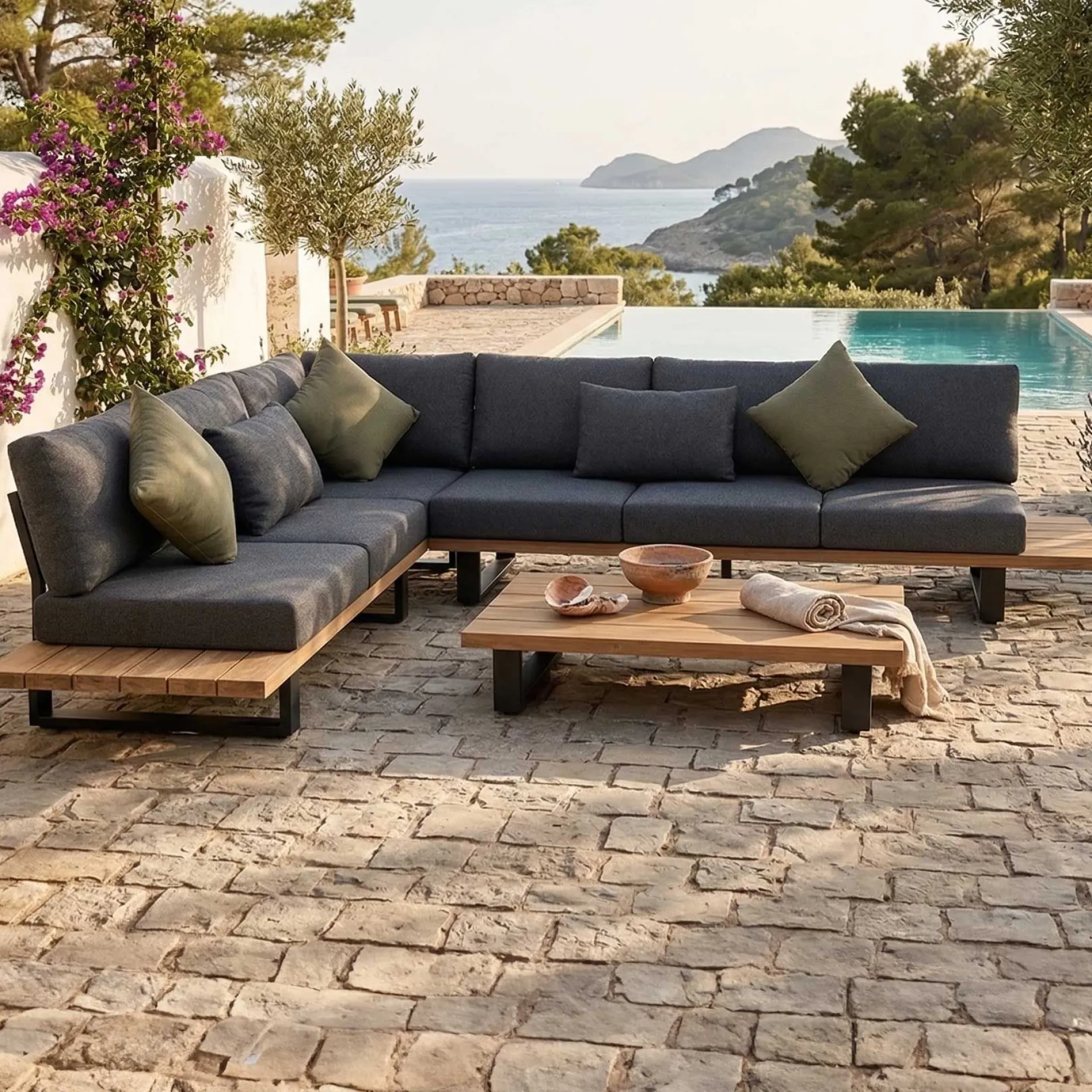 Gescova Garten-Lounge-Set Valdez - Aluminium und Texlene - 2 Sofas & Couchtisch -