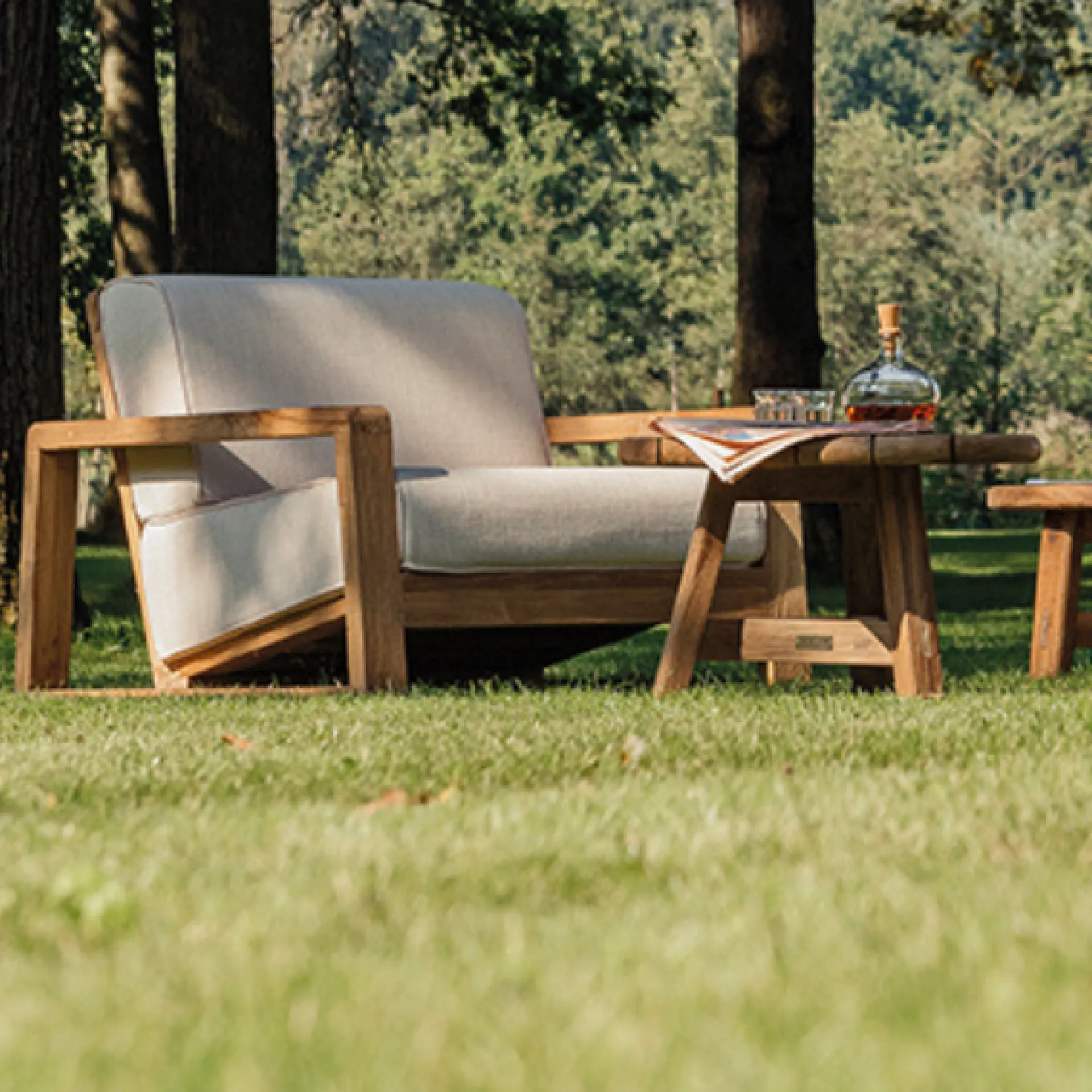Gescova Garten-Sessel London - Teakholz & Sunbrella - 82x98x68cm - Beige Braun