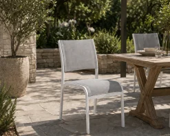 Gescova Gartenstuhl Azur - Aluminium Weiß - 60x58x85 cm - Grau/Weiß