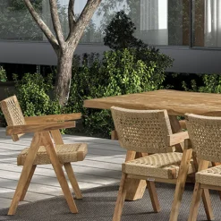 Gescova Gartenstuhl Derry - recyceltes Teakholz & Wicker - 53x62x80cm -