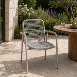 Gescova Gartenstuhl Dina - Aluminium & Olefin - 62x68x87cm - /Teak