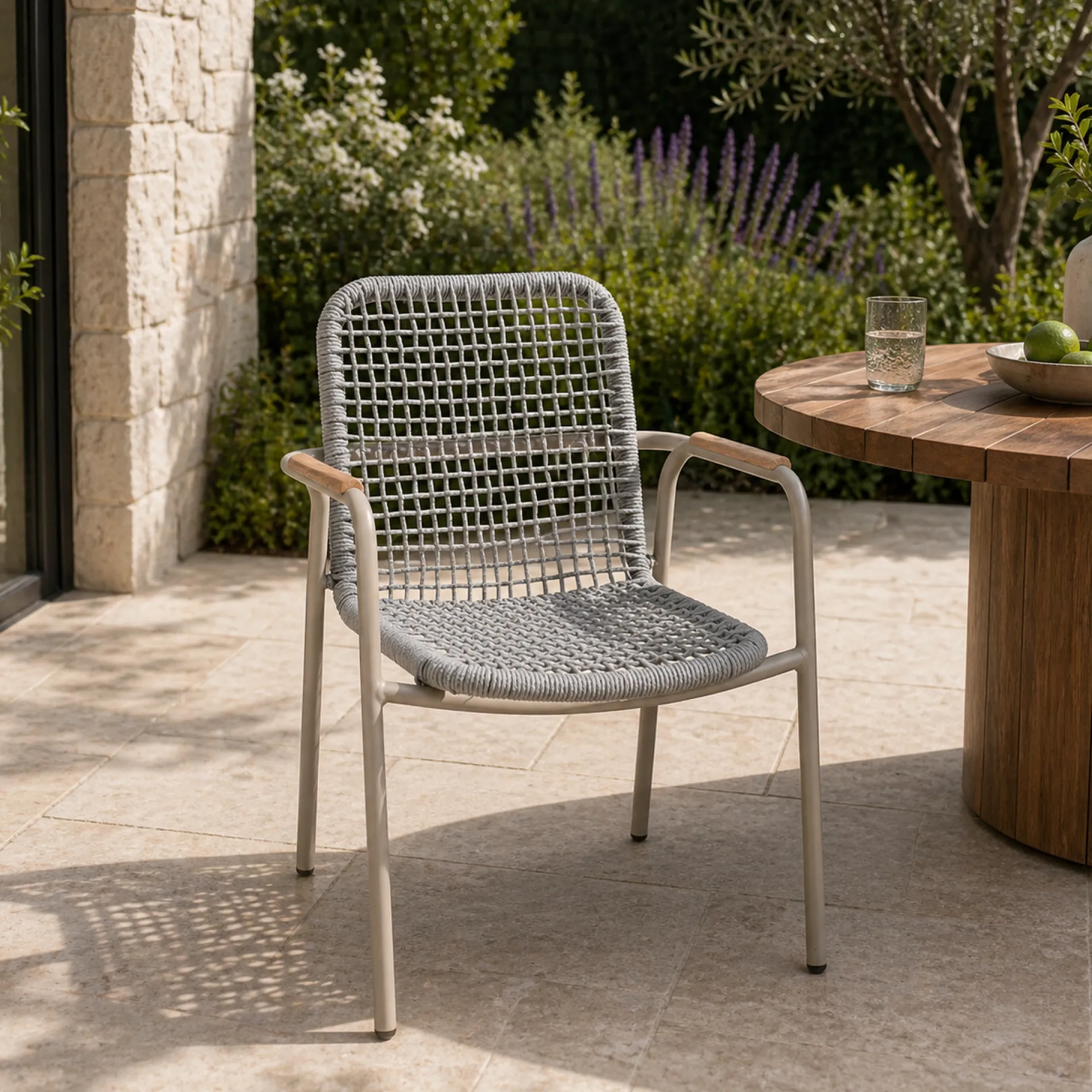 Gescova Gartenstuhl Dina - Aluminium & Olefin - 62x68x87cm - /Teak